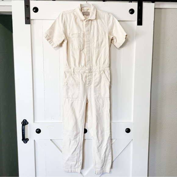 Everlane The Short Sleeve Denim Coverall Ecru Cream Size 0 - Picture 3 of 10